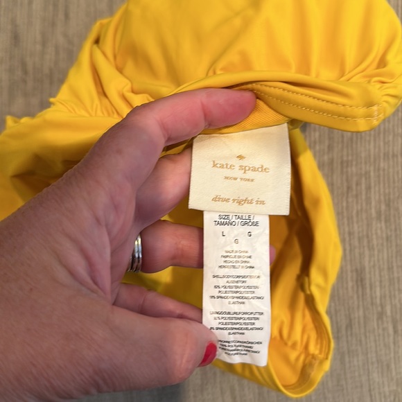 Kate Spade yellow one piece cut out bandeau top Swimsuit Size Large - Picture 7 of 12